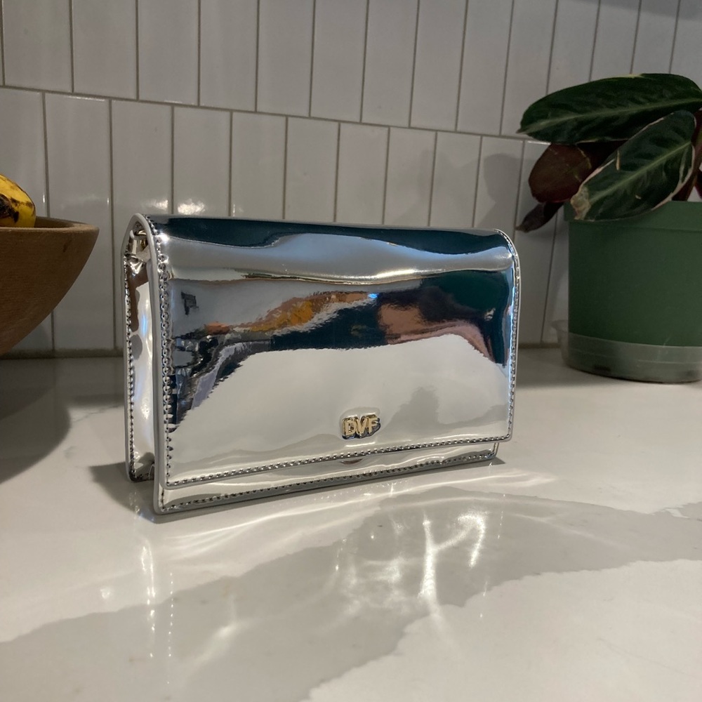 Diane Von Furstenberg Silver Metallic Crossbody Bag